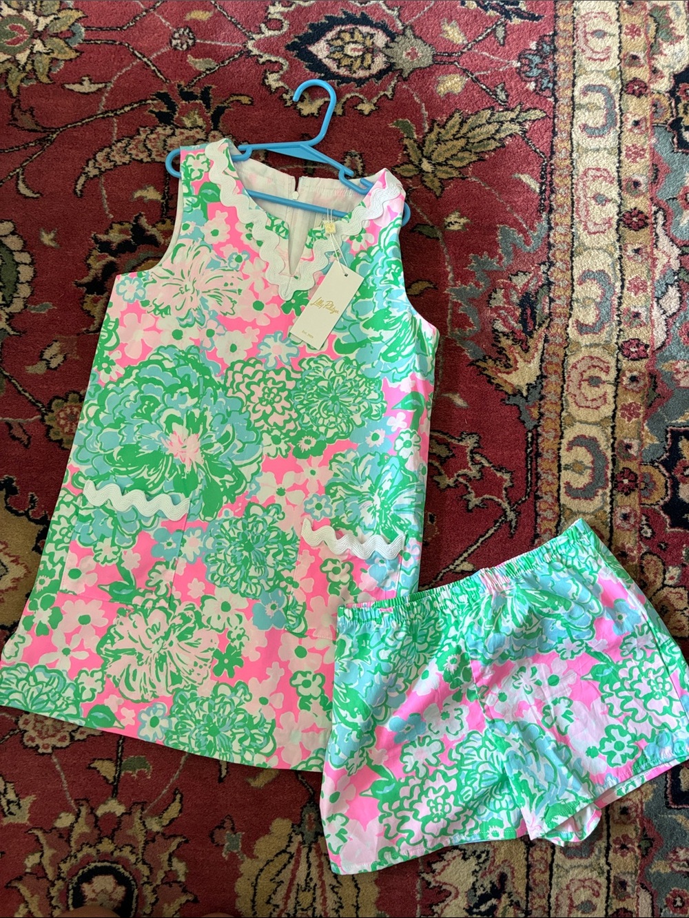 Lilly Pulitzer Neon Pink and Mint Floral Sleeveless dress